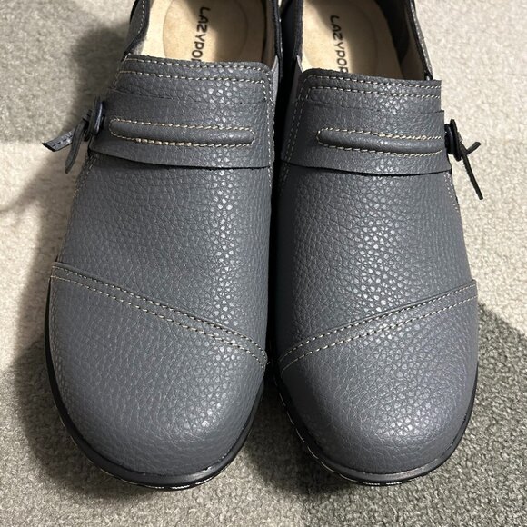 LAZYPOP Gray Classic Comfort Leather Loafers Women's Size 9.5 - Picture 4 of 14